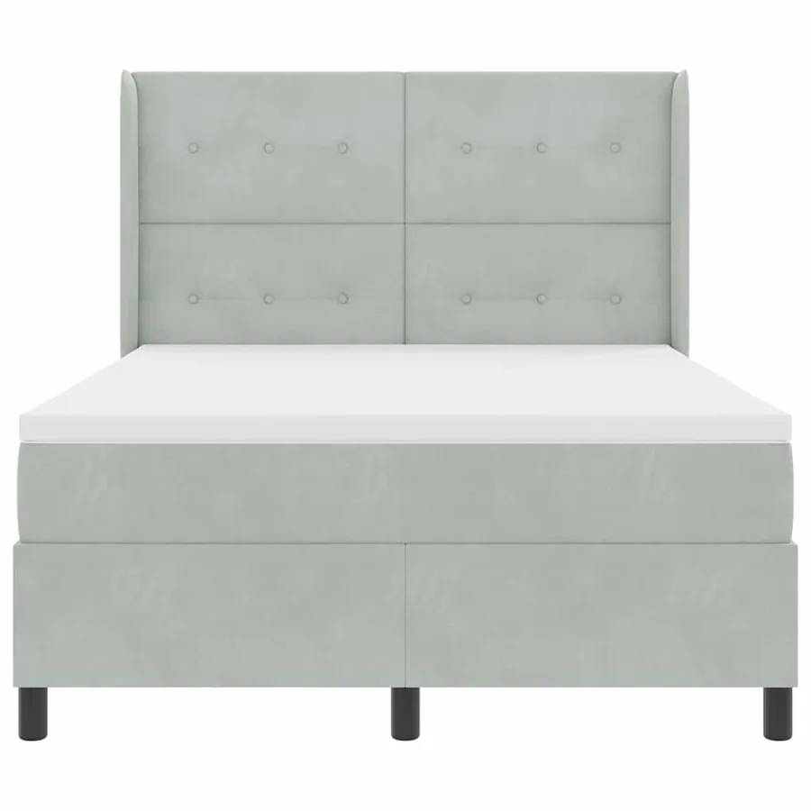 Lit à ressorts avec tête de lit Gris clair 140 x 190 cm Velours - 7