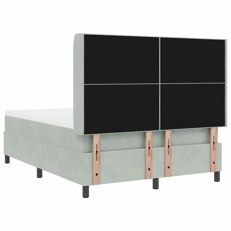 Lit à ressorts avec tête de lit Gris clair 140 x 190 cm Velours - 9