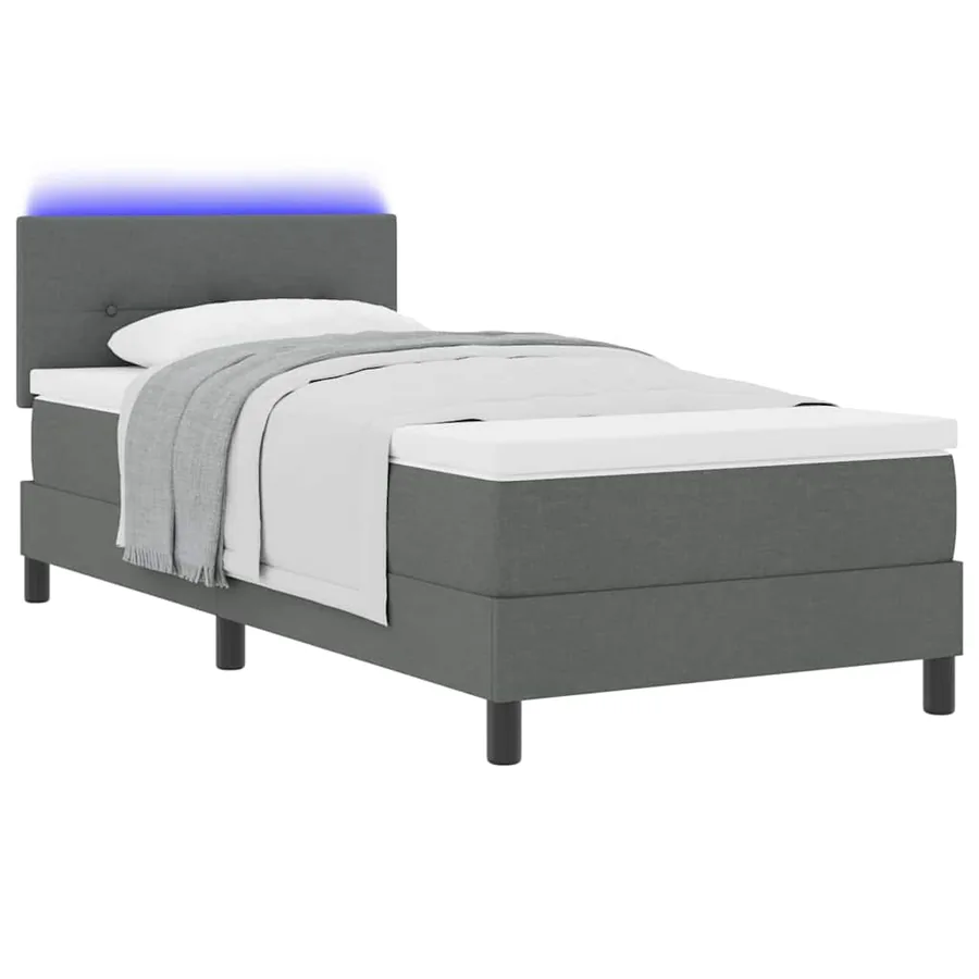 Lit à ressorts avec bandes LED Gris foncé 80 x 200 cm tissu - 3