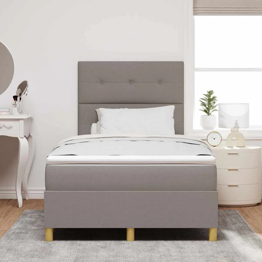 Lit à ressort LED avec tête de lit Taupe 120 x 190 cm tissu - 4