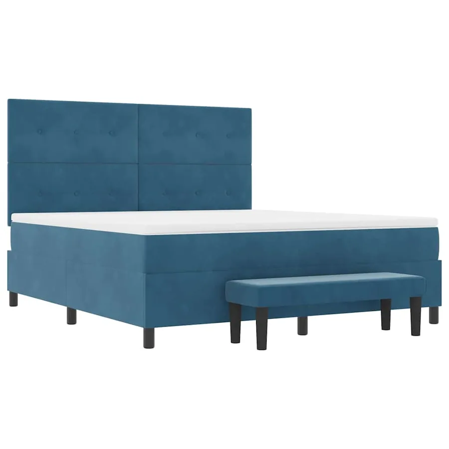 Lit à ressorts avec tête de lit Bleu foncé 200 x 180 cm Velours - 7