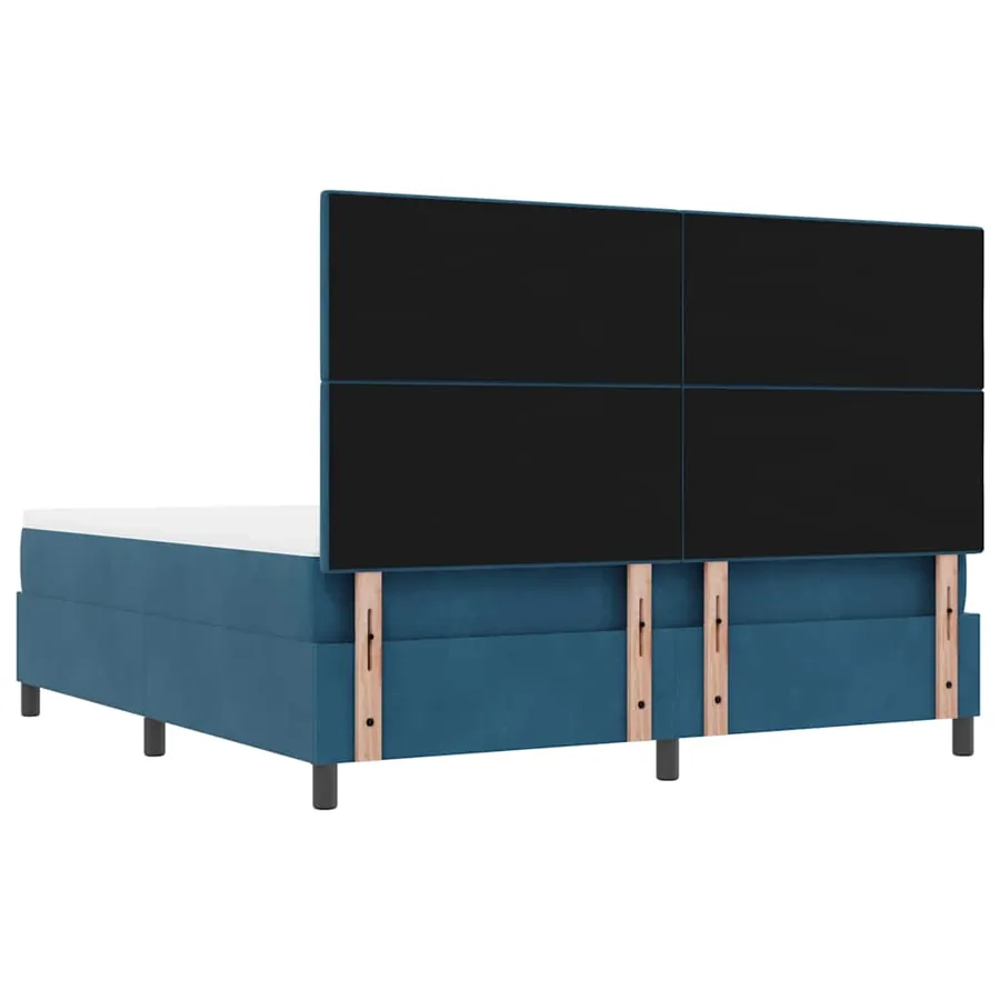 Lit à ressorts avec tête de lit Bleu foncé 200 x 180 cm Velours - 8