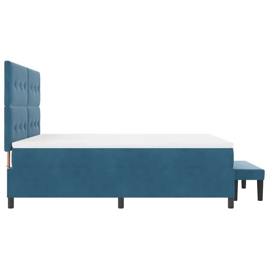 Lit à ressorts avec tête de lit Bleu foncé 200 x 180 cm Velours - 9