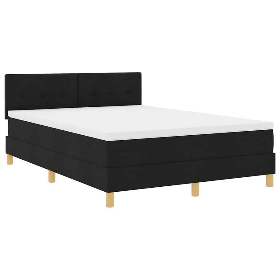 Lit à ressorts avec coussin Noir 140 x 190 cm tissu - 4