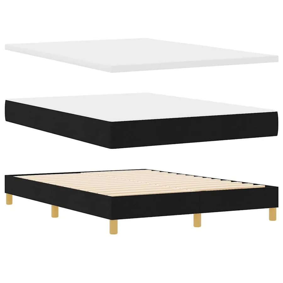 Lit à ressorts avec coussin Noir 140 x 190 cm tissu - 5