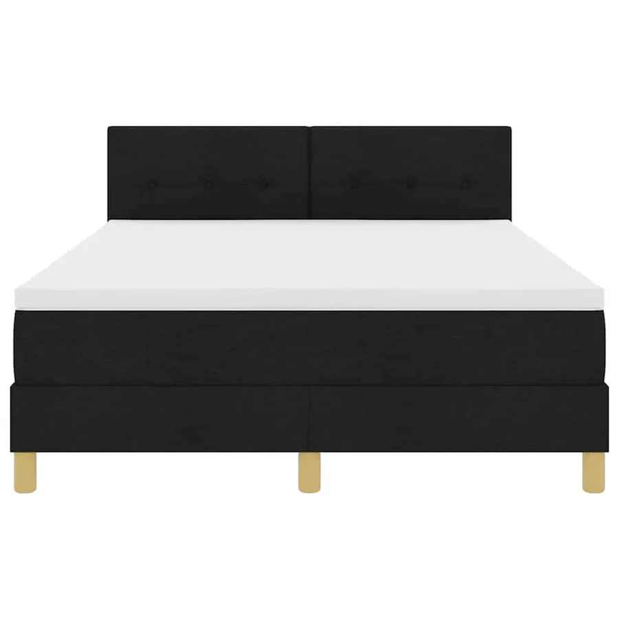 Lit à ressorts avec coussin Noir 140 x 190 cm tissu - 7