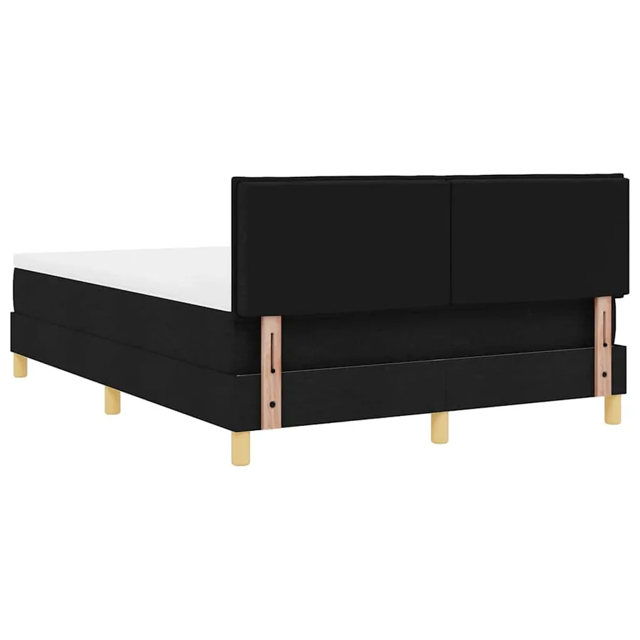 Lit à ressorts avec coussin Noir 140 x 190 cm tissu - 9