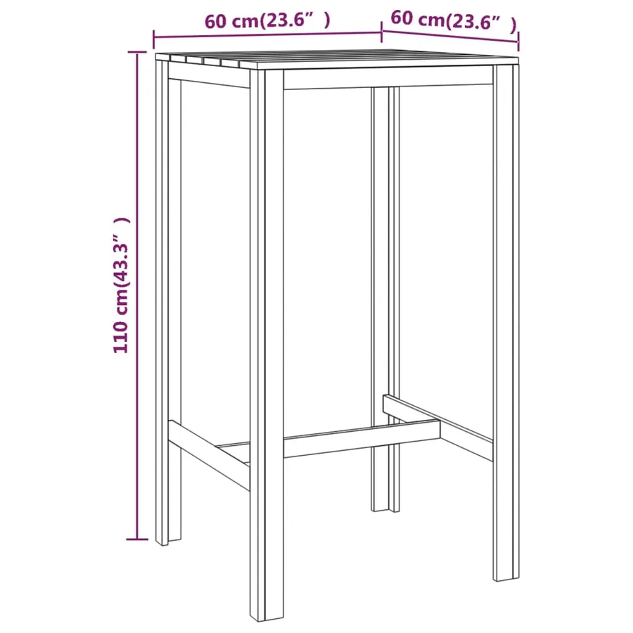 Table de bar 60x60x110 cm Bois de pin imprégné - 5