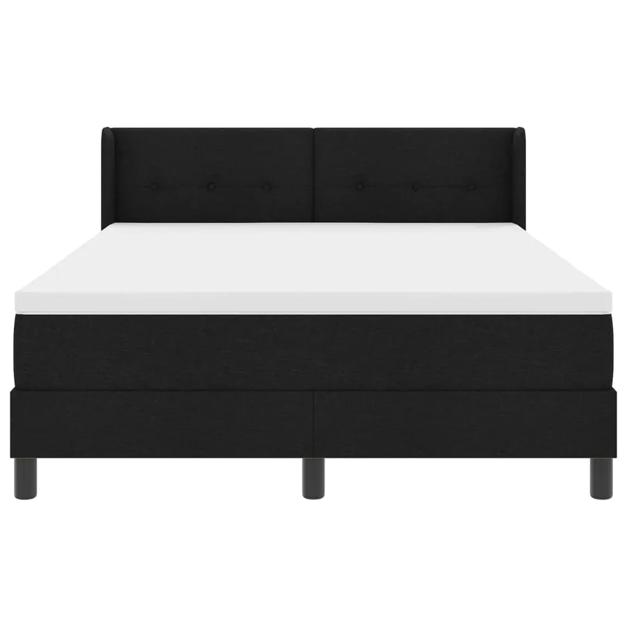 Lit à ressorts avec tête de lit Noir 200 x 140 cm tissu - 2