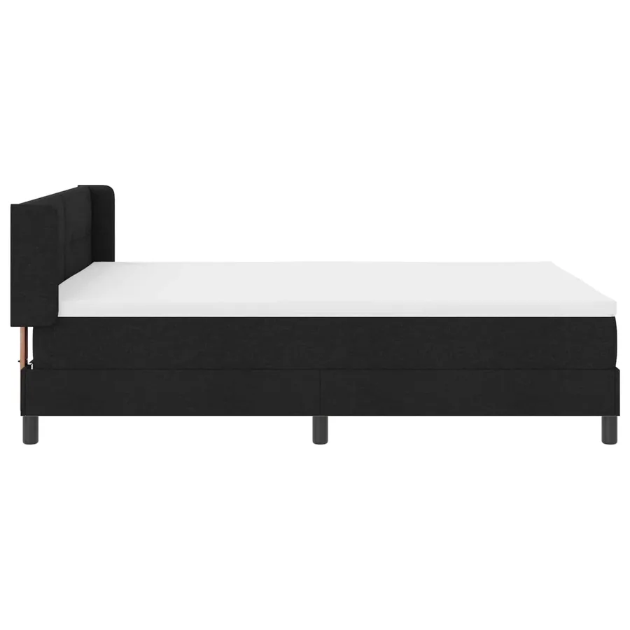 Lit à ressorts avec tête de lit Noir 200 x 140 cm tissu - 3