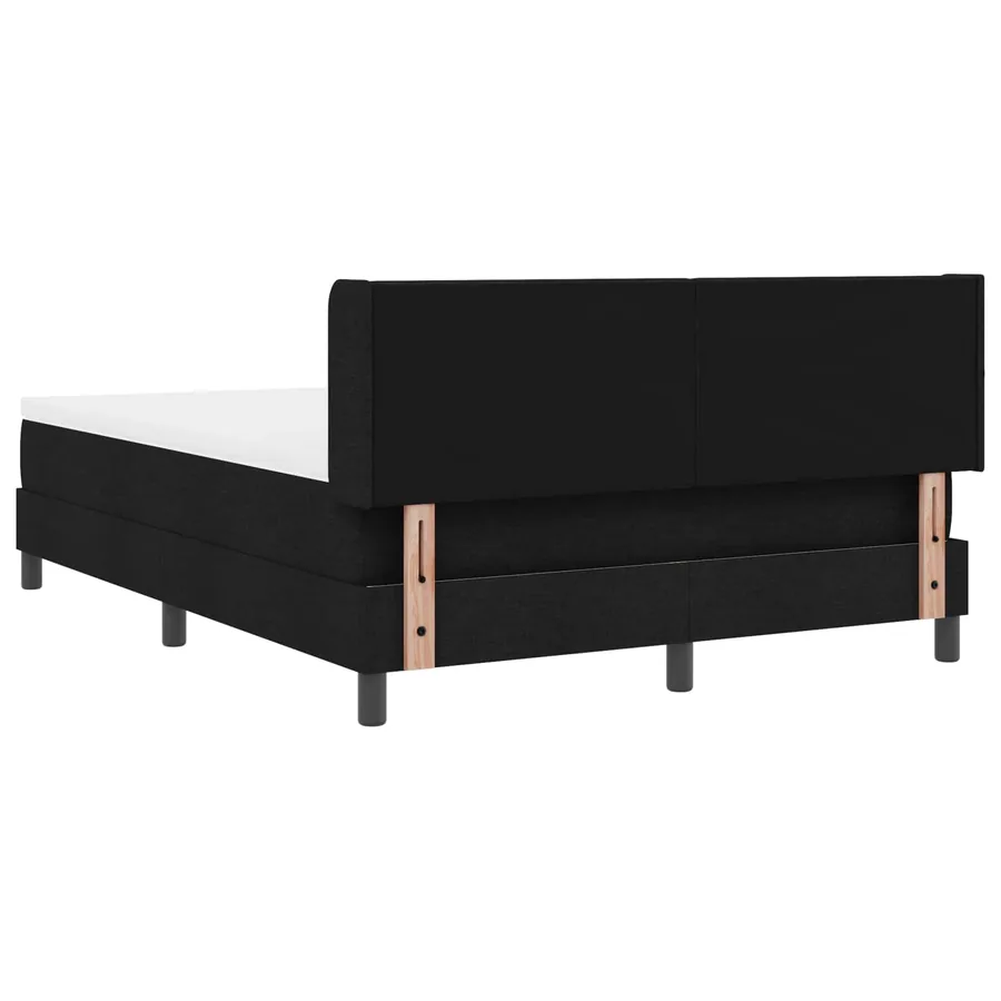 Lit à ressorts avec tête de lit Noir 200 x 140 cm tissu - 4