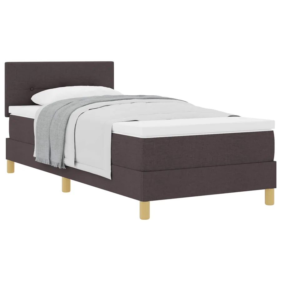 Lit à ressorts avec coussin Marron foncé 80 x 200 cm tissu - 2
