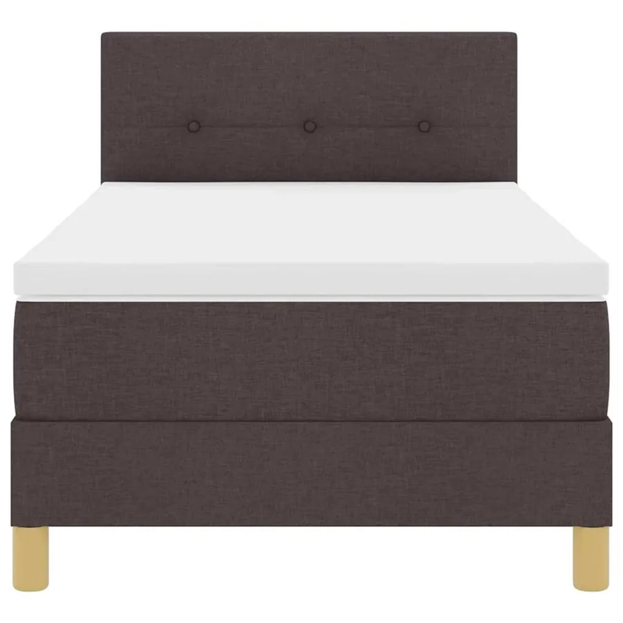 Lit à ressorts avec coussin Marron foncé 80 x 200 cm tissu - 7