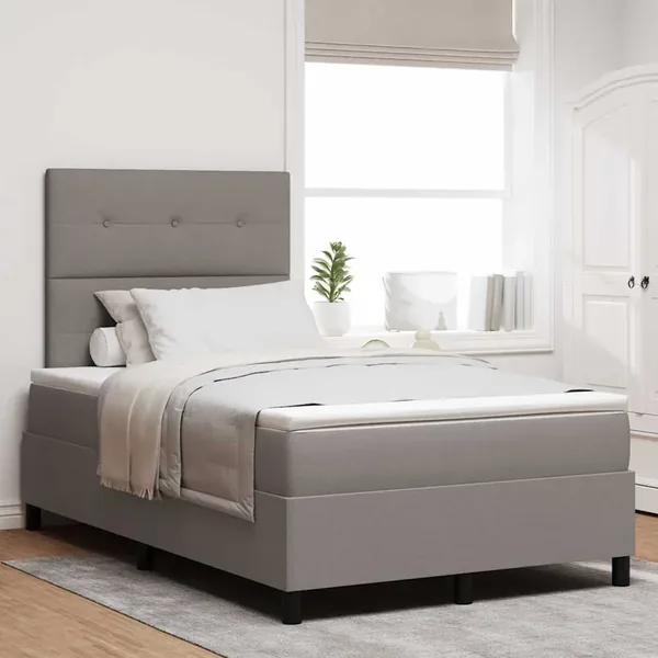 Lit à ressorts avec coussin Taupe 120 x 190 cm tissu
