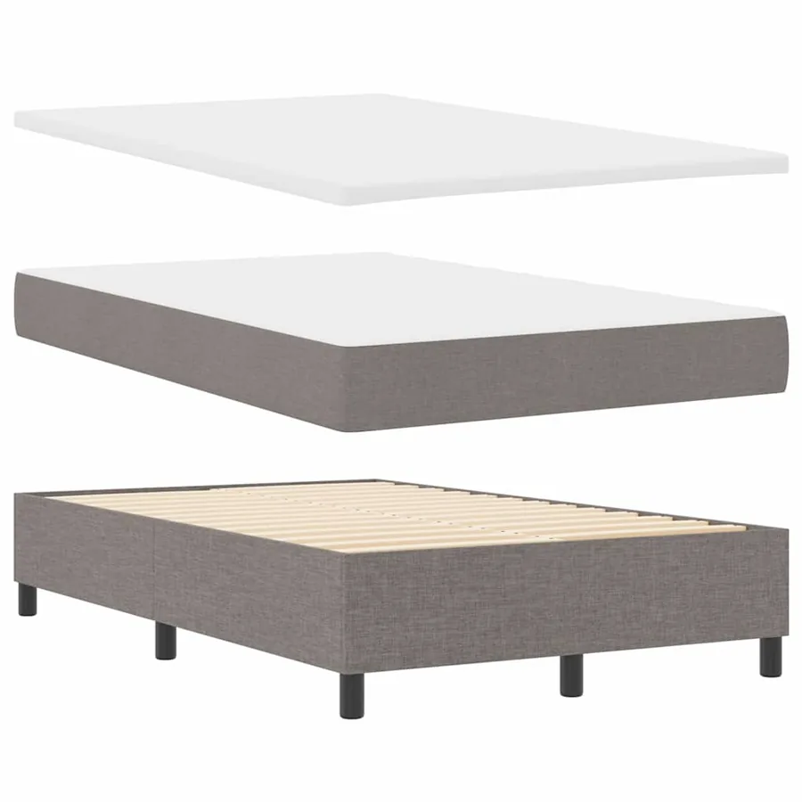 Lit à ressorts avec coussin Taupe 120 x 190 cm tissu - 6