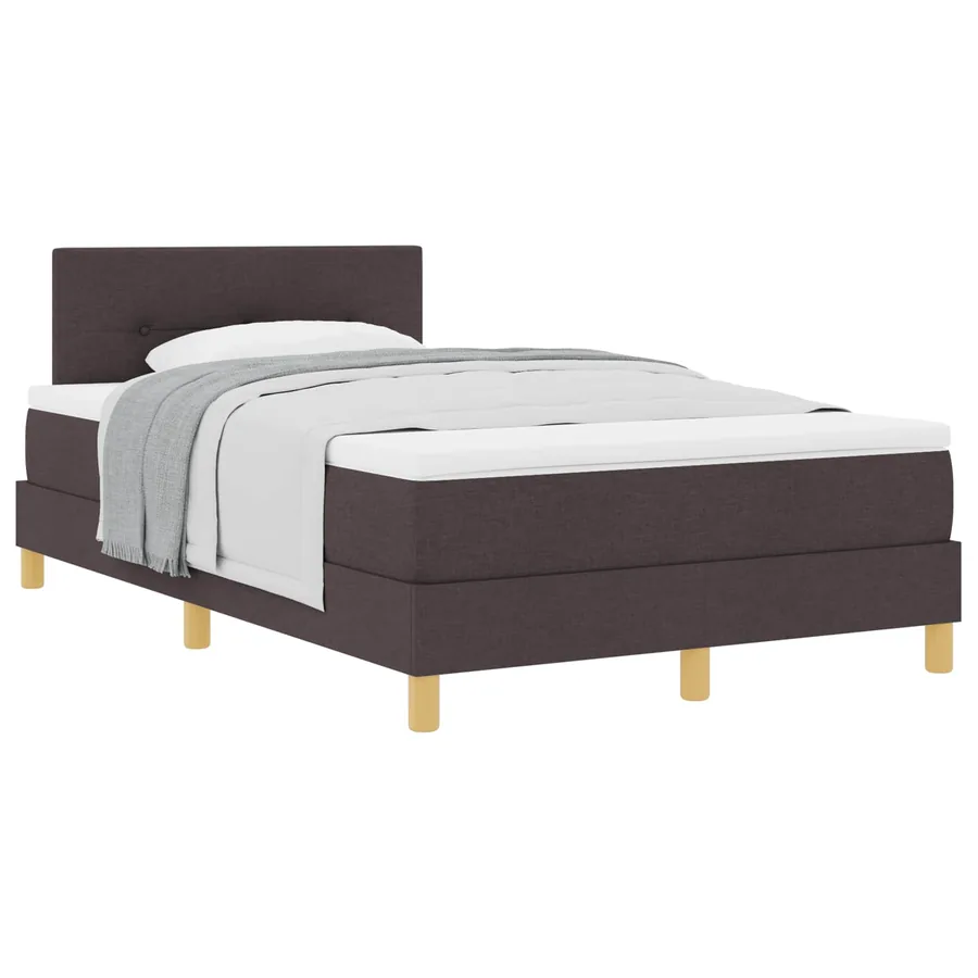 Lit à ressorts avec coussin Marron foncé 120 x 190 cm tissu - 2
