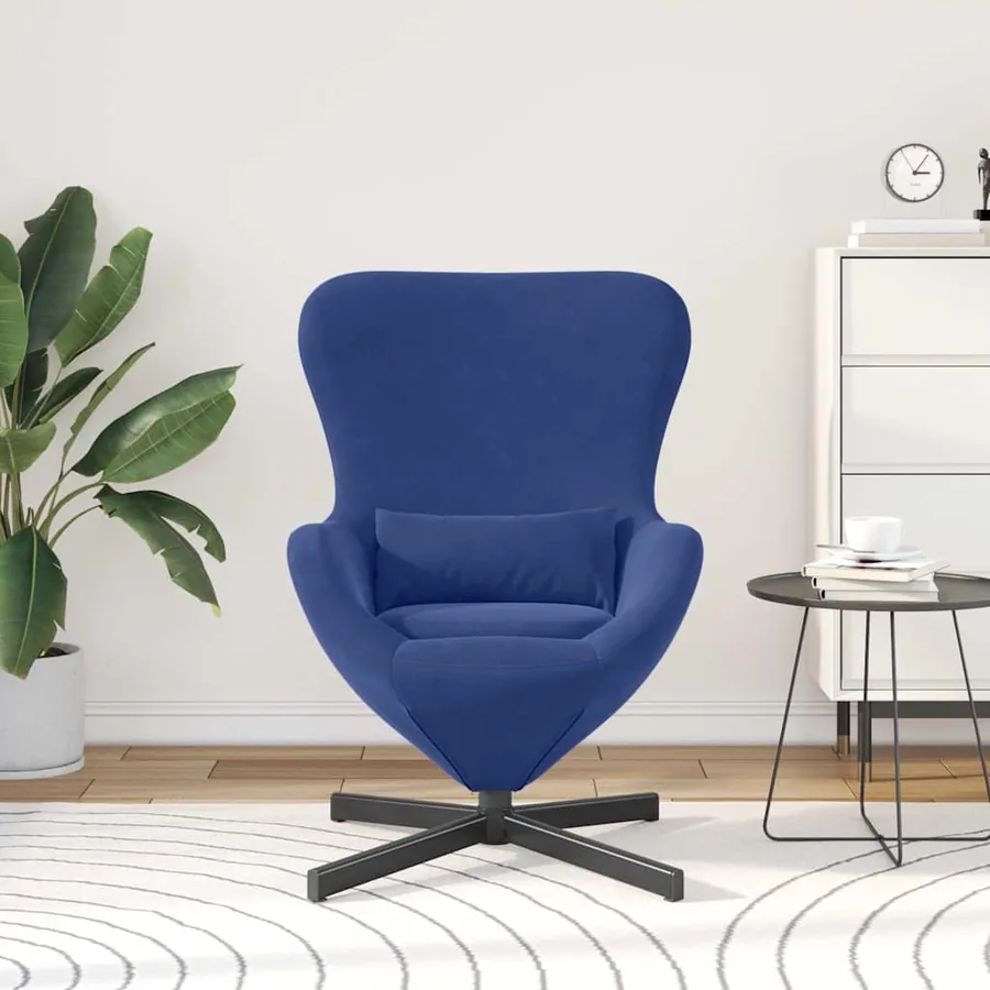 Fauteuil œuf Bleu police 63 x 73 x 90 cm Velours - 3