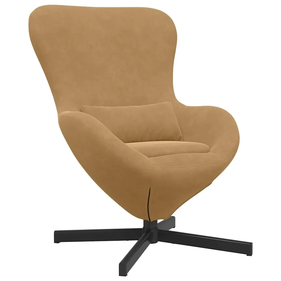 Fauteuil œuf Marron 63 x 73 x 90 cm Velours - 2
