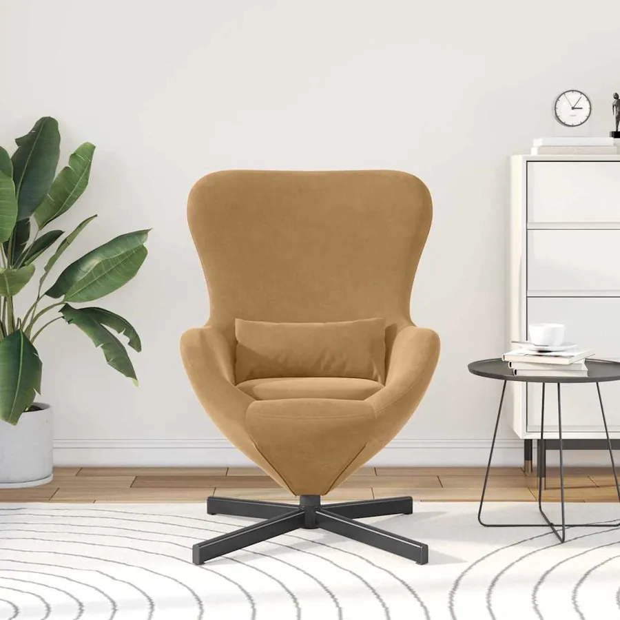 Fauteuil œuf Marron 63 x 73 x 90 cm Velours - 3