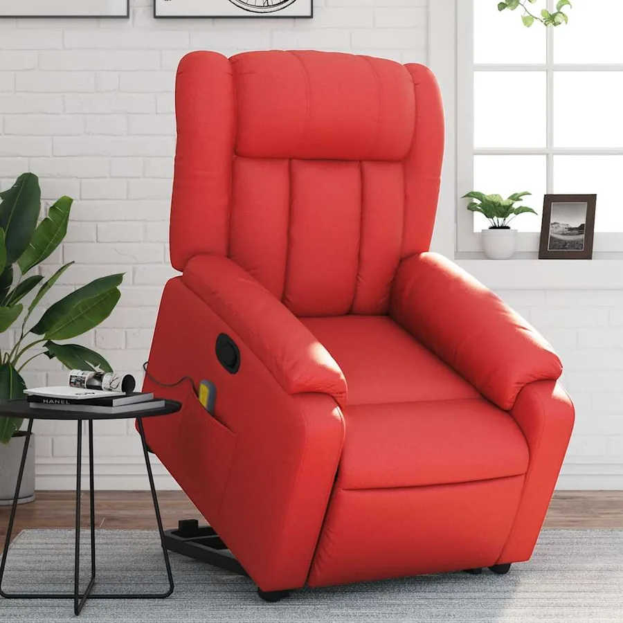 Fauteuil inclinable de massage Rouge Similicuir