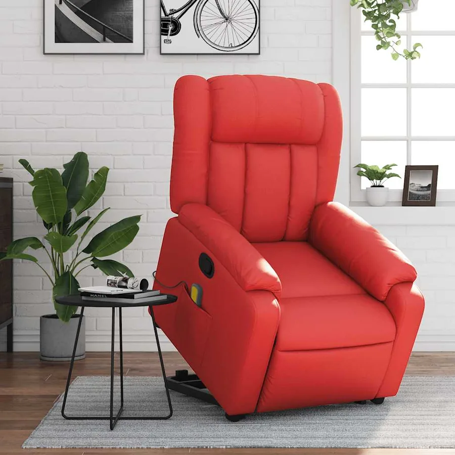 Fauteuil inclinable de massage Rouge Similicuir - 14
