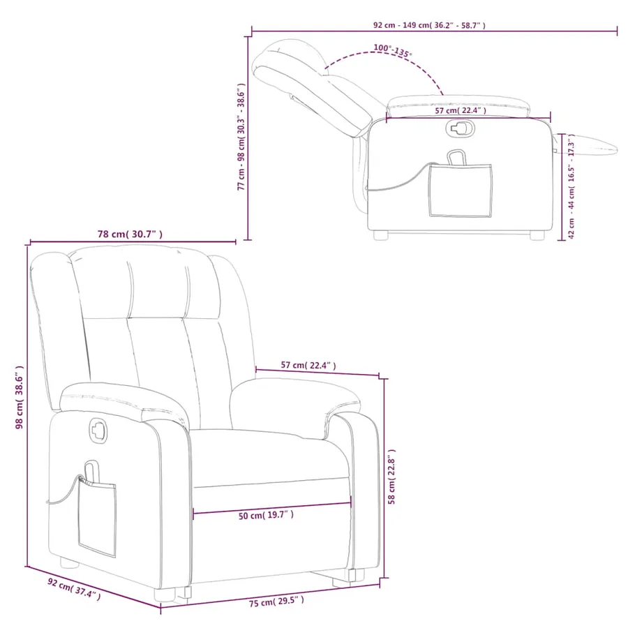 Fauteuil inclinable de massage Rouge Similicuir - 15