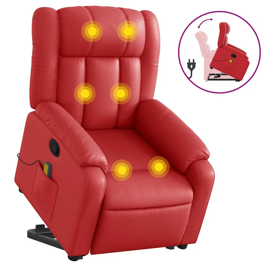 Fauteuil inclinable de massage Rouge Similicuir - 2
