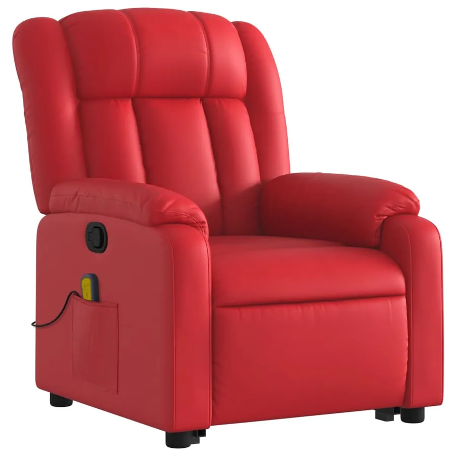 Fauteuil inclinable de massage Rouge Similicuir - 3
