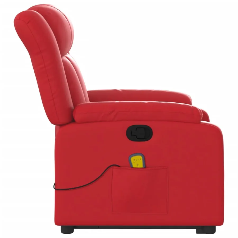 Fauteuil inclinable de massage Rouge Similicuir - 9