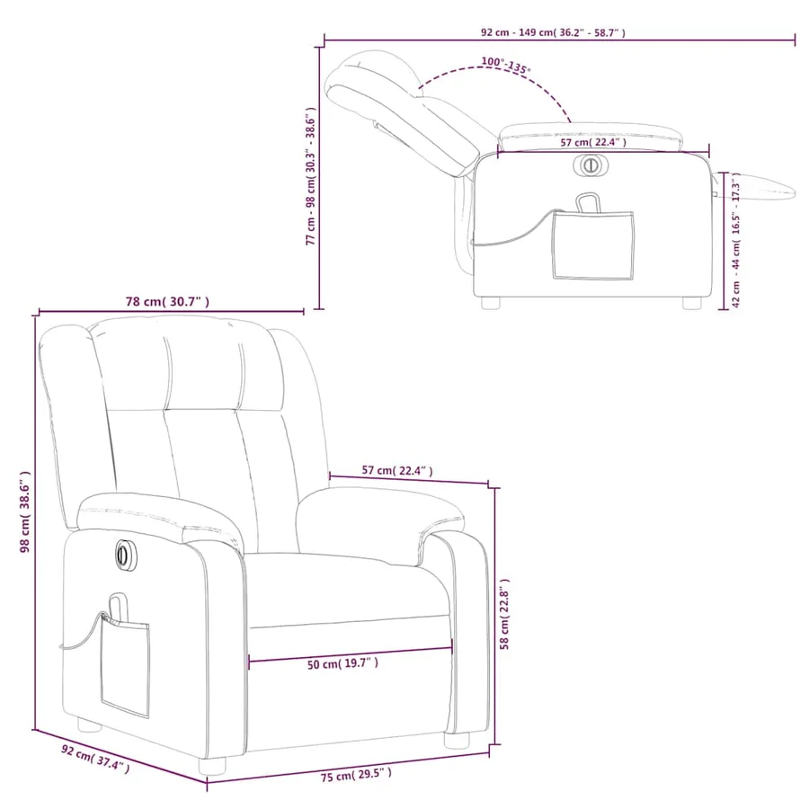 Fauteuil de massage inclinable électrique rouge similicuir - 16