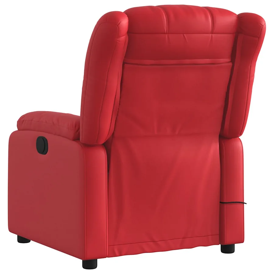Fauteuil de massage inclinable électrique rouge similicuir - 4