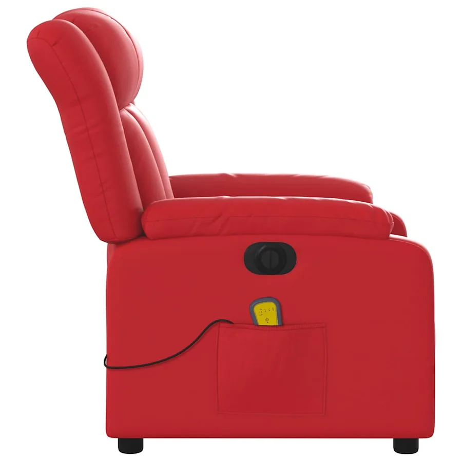 Fauteuil de massage inclinable électrique rouge similicuir - 9