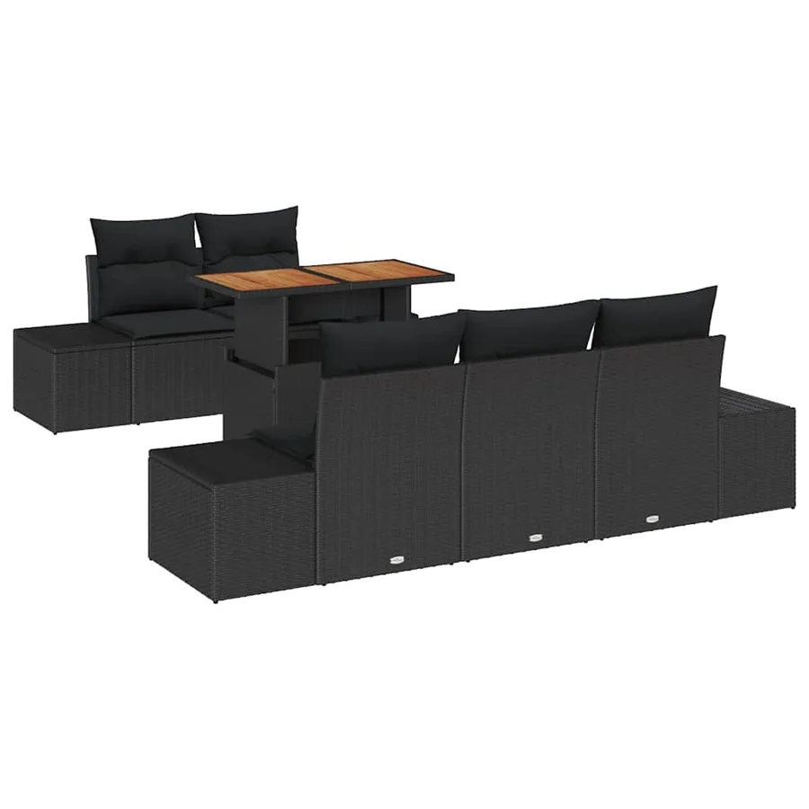 Ensemble de canapé de jardin 6 pcs Noir Poly rotin - 2