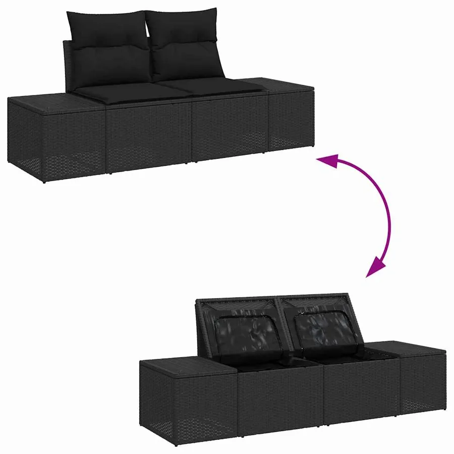 Ensemble de canapé de jardin 7 pcs Noir Poly rotin - 12