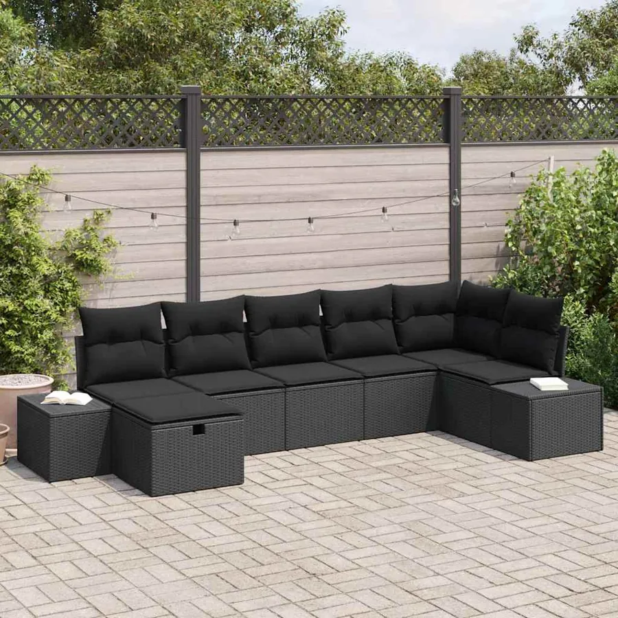 Ensemble de Canapés avec coussin 7 pcs polyrotin