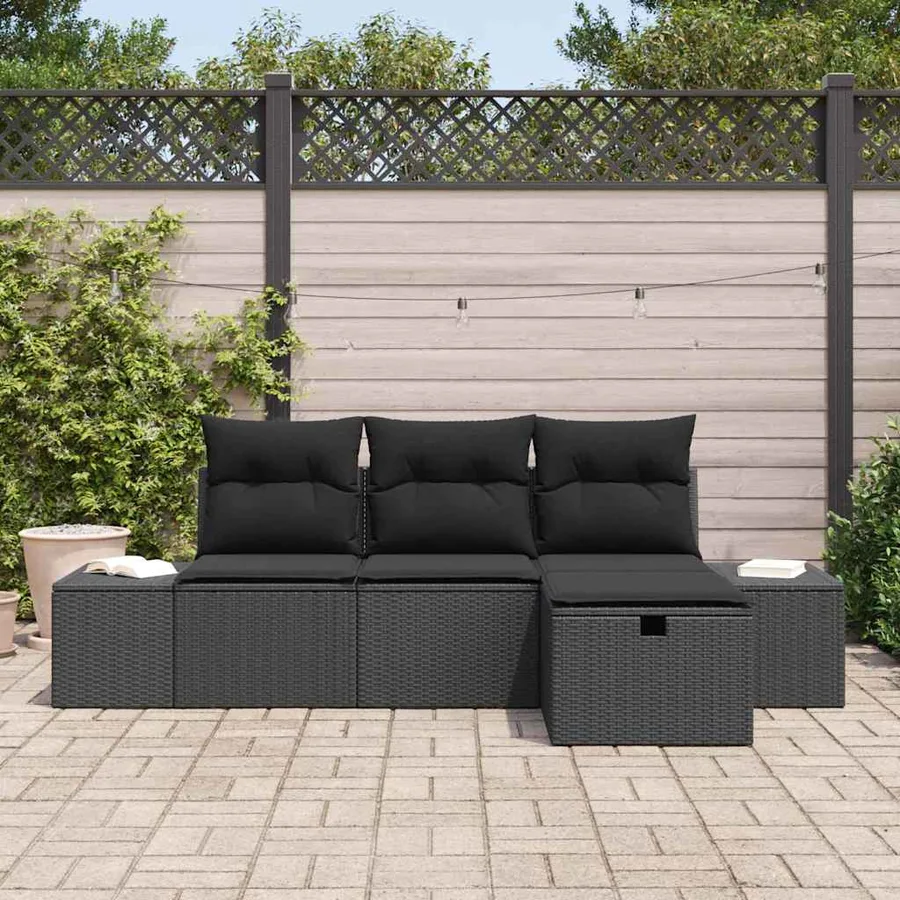Ensemble de Canapés avec coussin 4 pcs polyrotin - 3