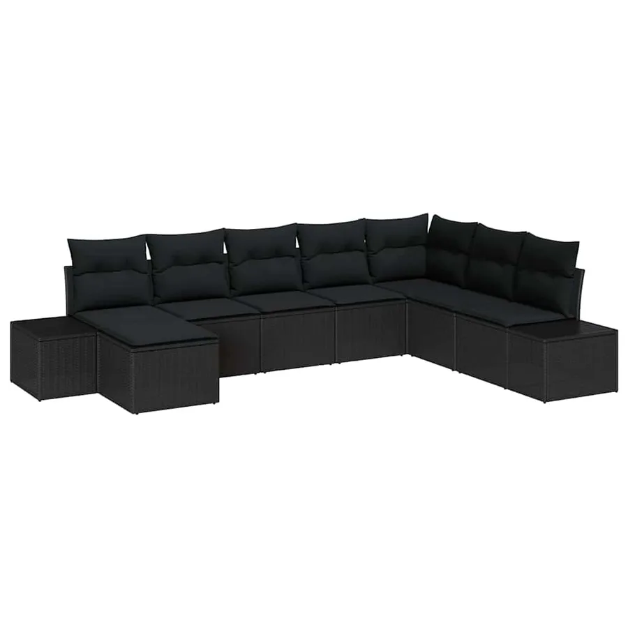 Ensemble de canapé de jardin avec coussin 8 pcs Noir polyrotin - 2