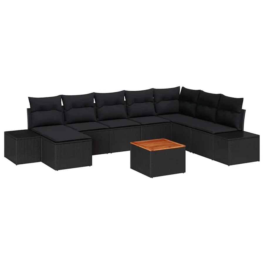 Ensemble de canapé de jardin 9 pcs Noir - 2