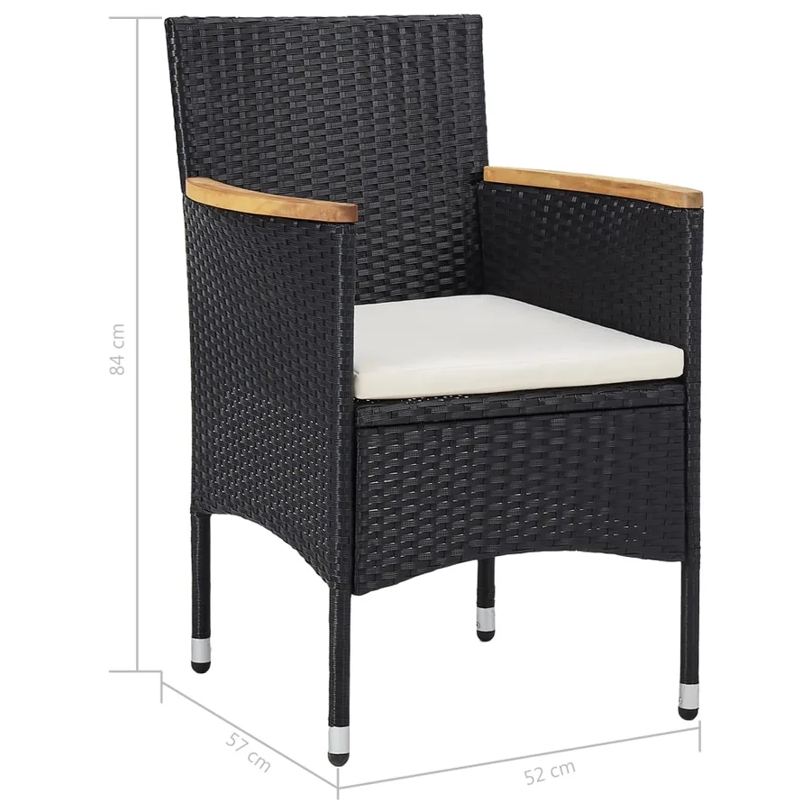 Mobilier d'extérieur 5 pcs Noir Résine tressée et bois d'acacia - 10