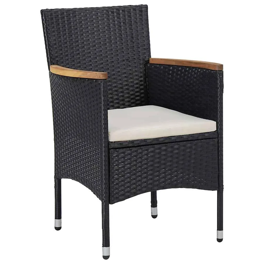 Mobilier d'extérieur 5 pcs Noir Résine tressée et bois d'acacia - 6