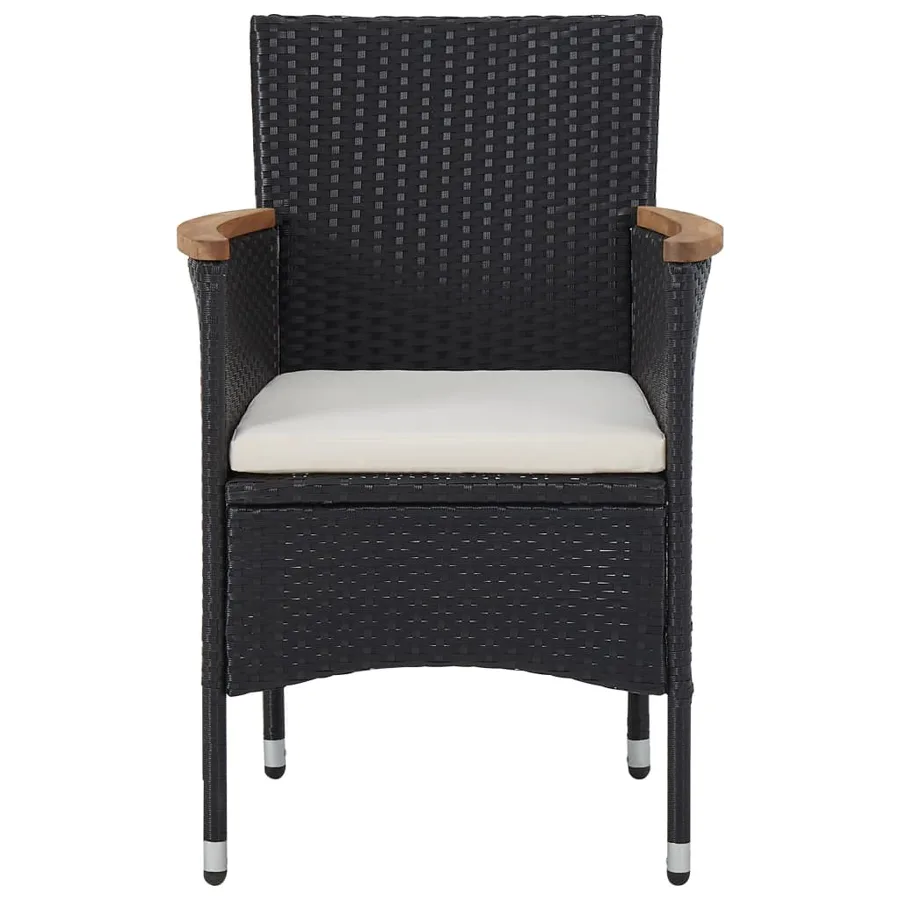 Mobilier d'extérieur 5 pcs Noir Résine tressée et bois d'acacia - 7