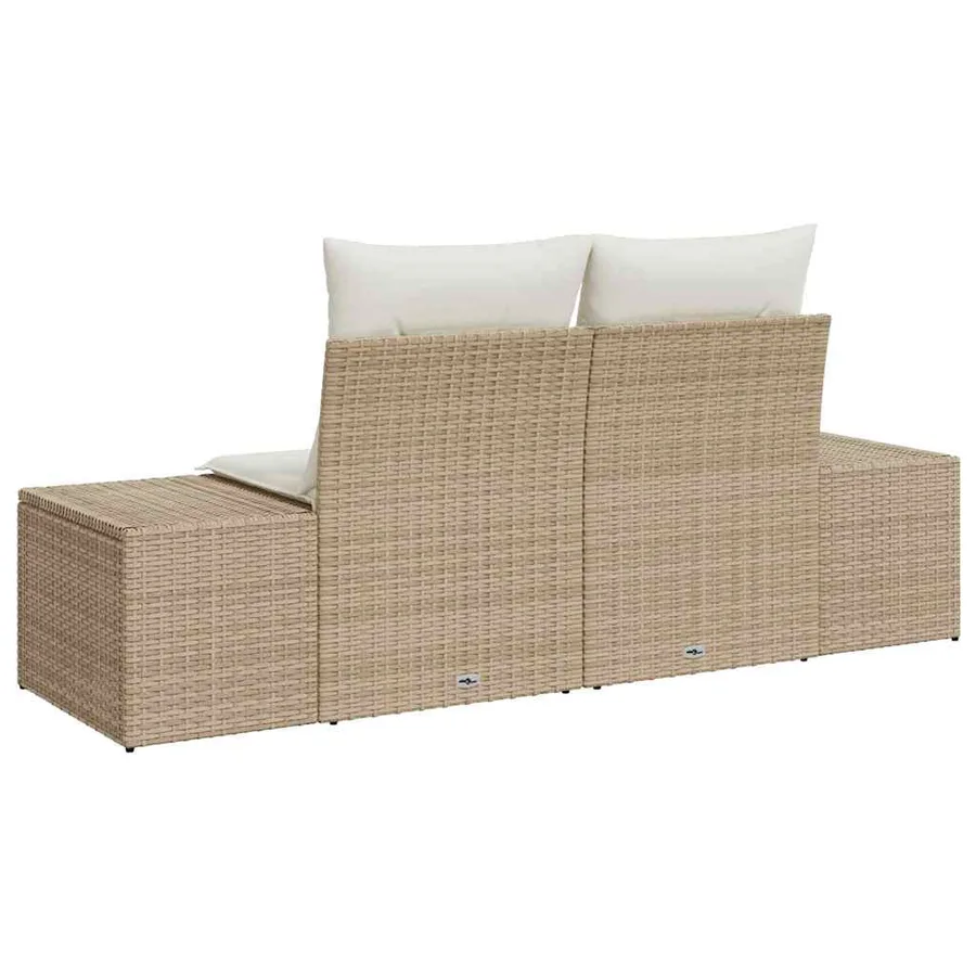 Canapé de jardin avec coussin Beige 184 x 62 x 69 cm polyrotin - 3