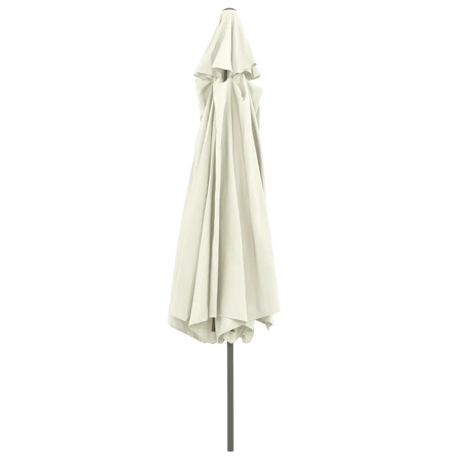 Parasol de jardin avec mât en métal 390 cm blanc sable - 4