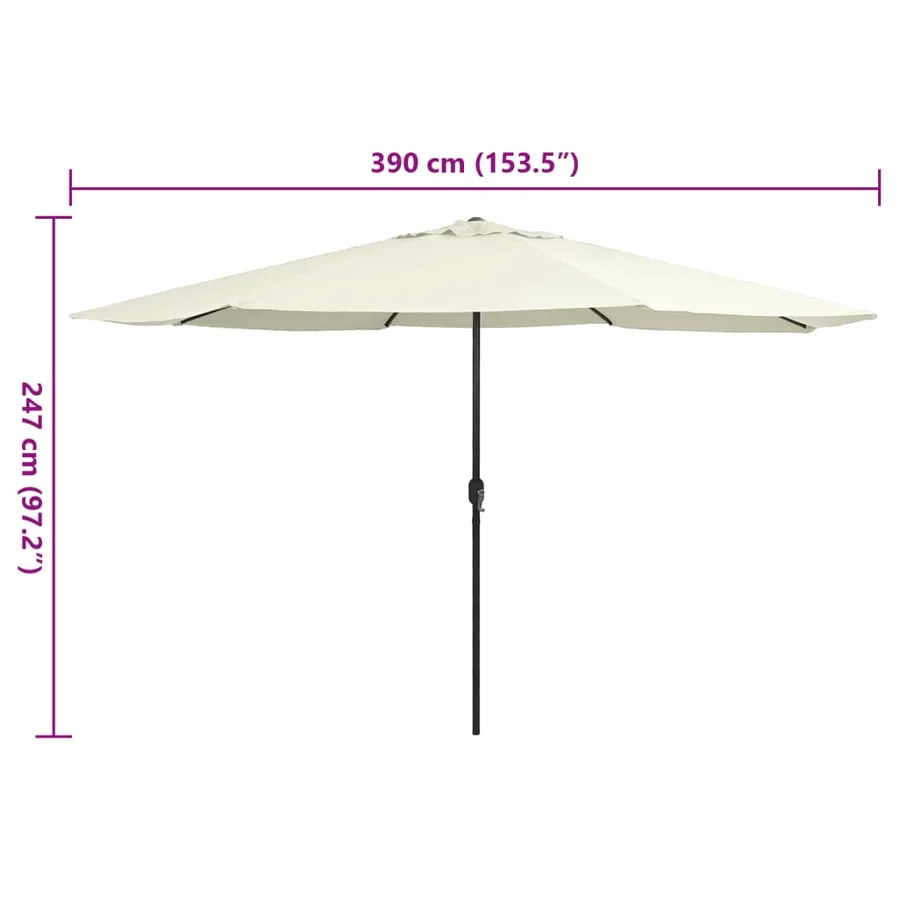 Parasol de jardin avec mât en métal 390 cm blanc sable - 6