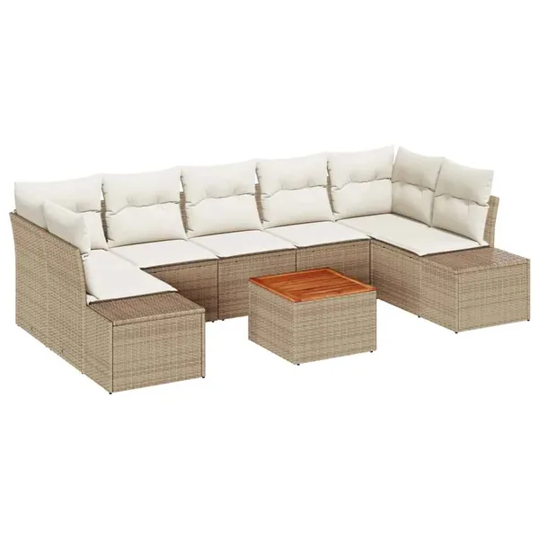 Ensemble de canapé de jardin 8 pcs Beige et crème polyrotin