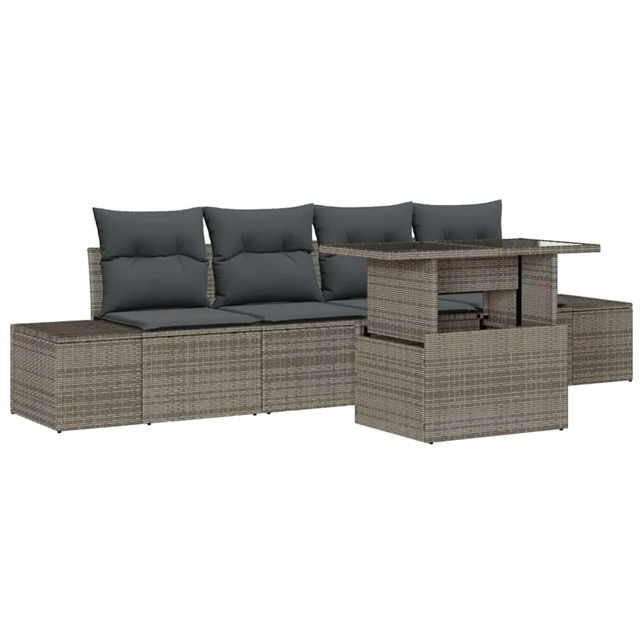 Ensemble de canapé de jardin avec coussin Réglable 5 pcs Gris - 2