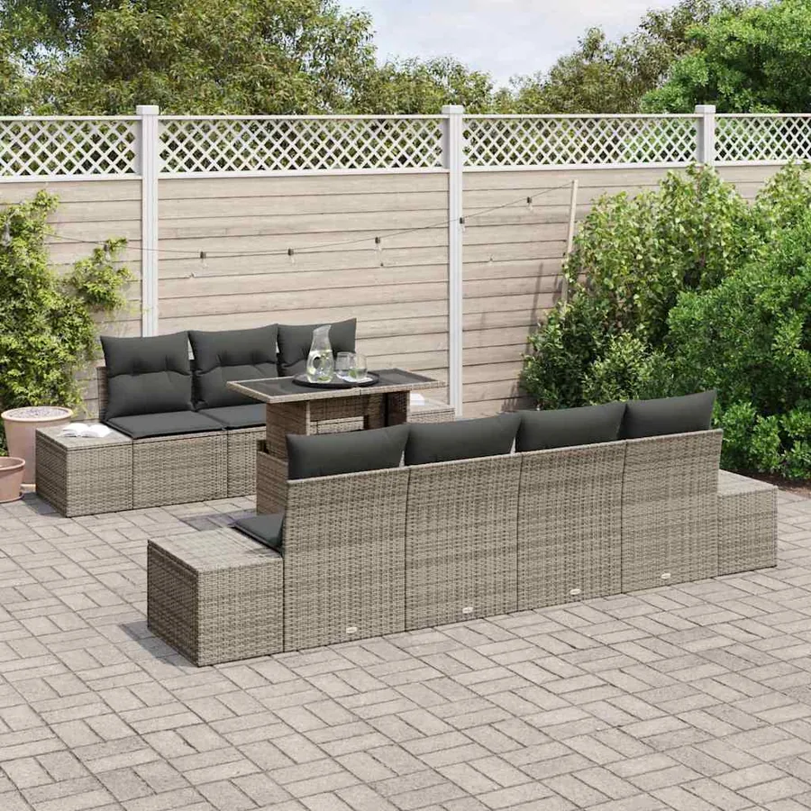 Ensemble de canapé de jardin avec coussin 8 pcs Gris - 3