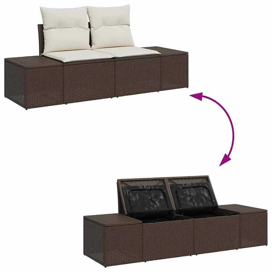 Ensemble de canapé de jardin 7 pcs Marron Poly rotin - 11