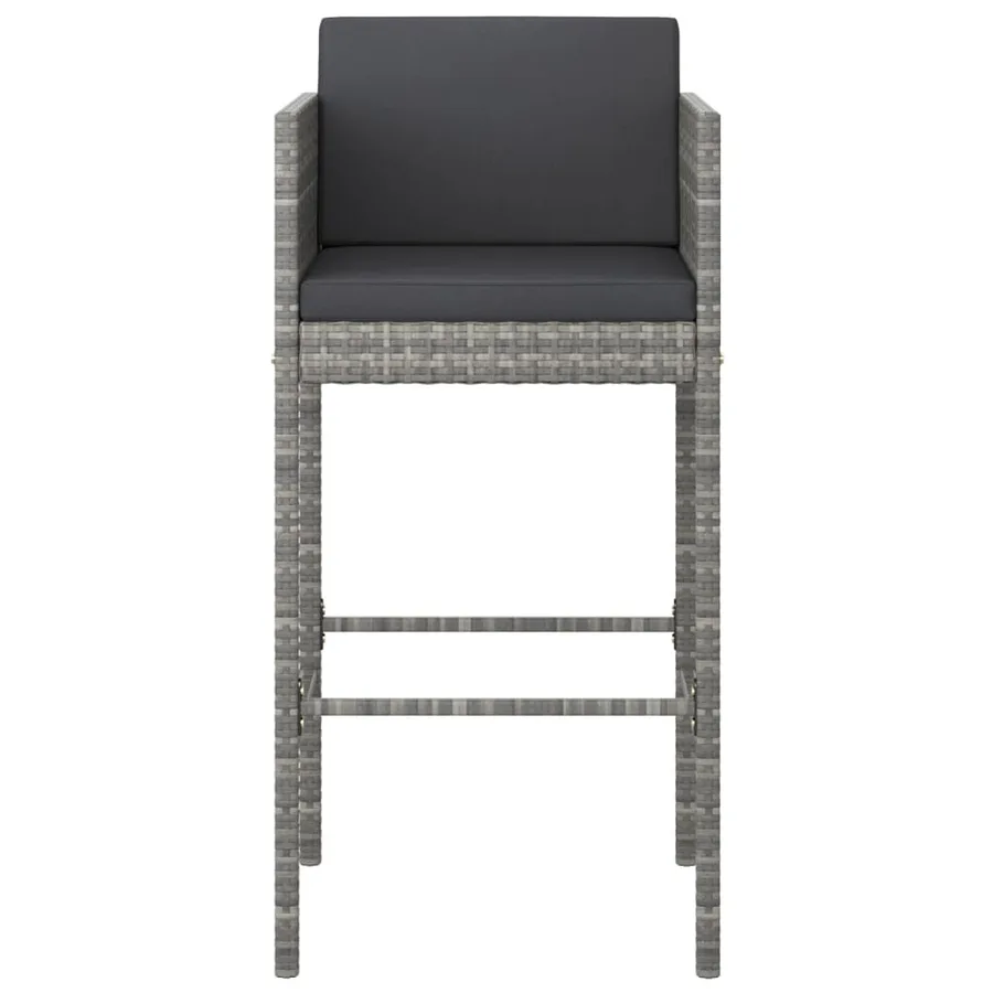 Ensemble de bar de jardin 5 pcs et coussins Résine tressée Gris - 4