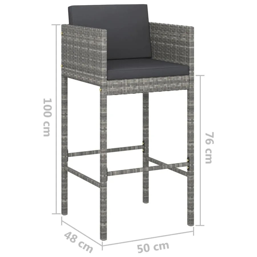 Ensemble de bar de jardin 5 pcs et coussins Résine tressée Gris - 8